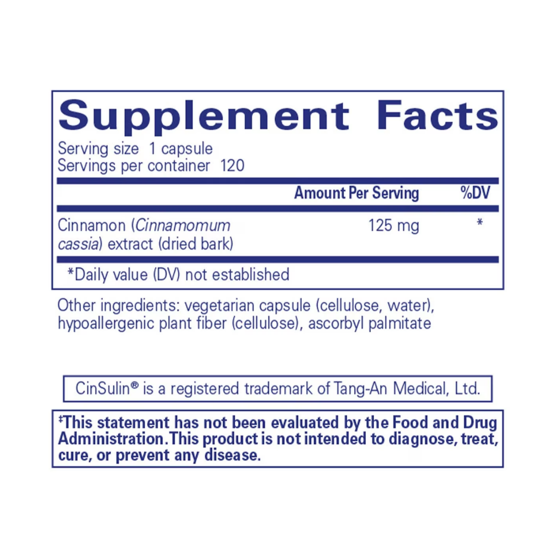 Pure Encapsulations Cinnamon WS bottle showing supplement packaging and branding