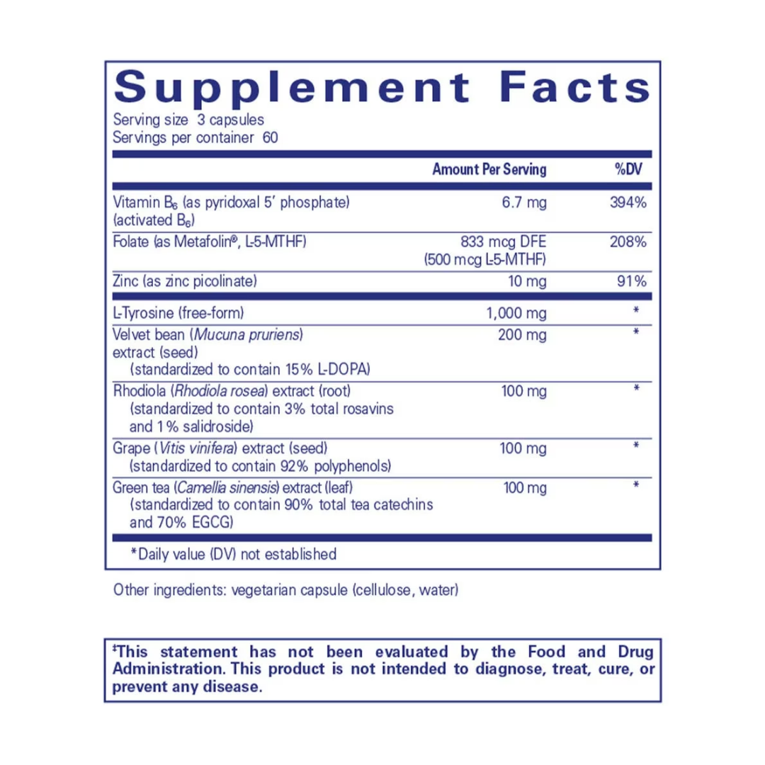 Pure Encapsulations DopaPlus bottle showing supplement packaging and branding