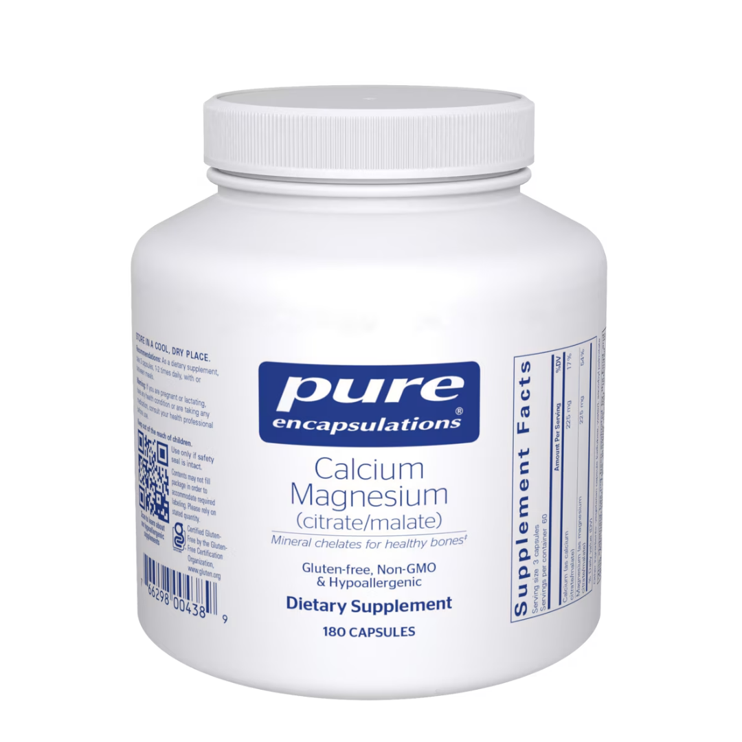 Pure Encapsulations Calcium Magnesium Citrate Malate supporting bone strength and energy production