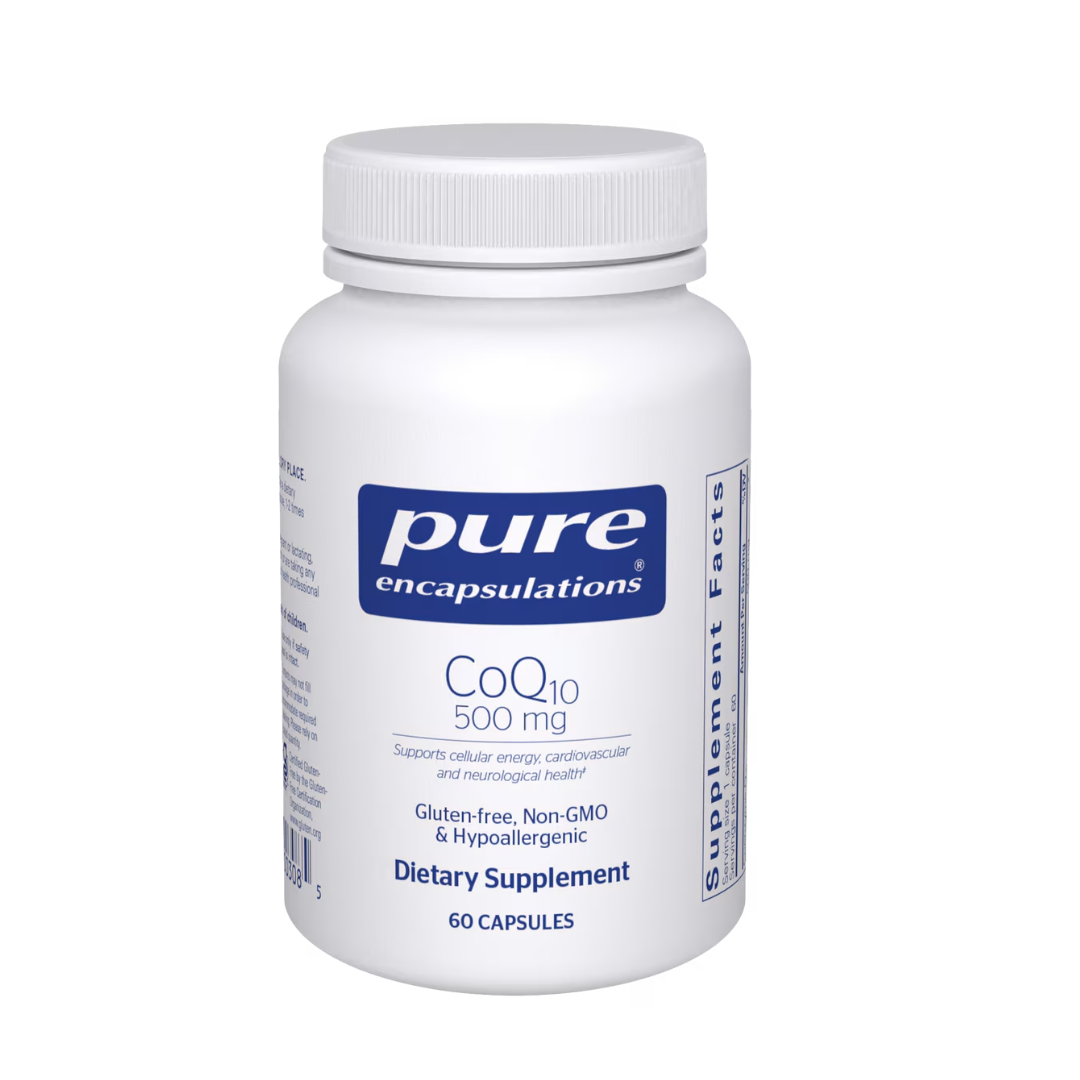 Pure Encapsulations CoQ10 500 mg supporting mitochondrial and cardiovascular function