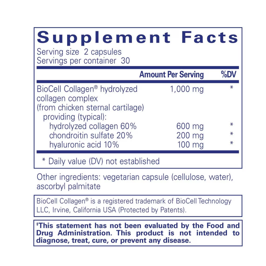 Pure Encapsulations Collagen JS label showing supplement facts and usage information