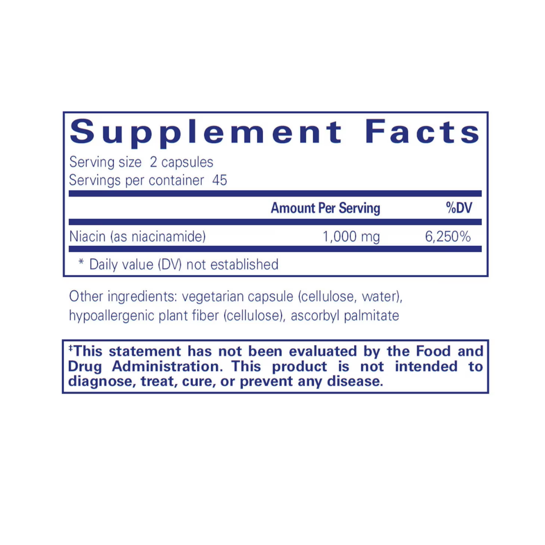Pure Encapsulations Niacinamide 90 capsules supplement bottle packaging image