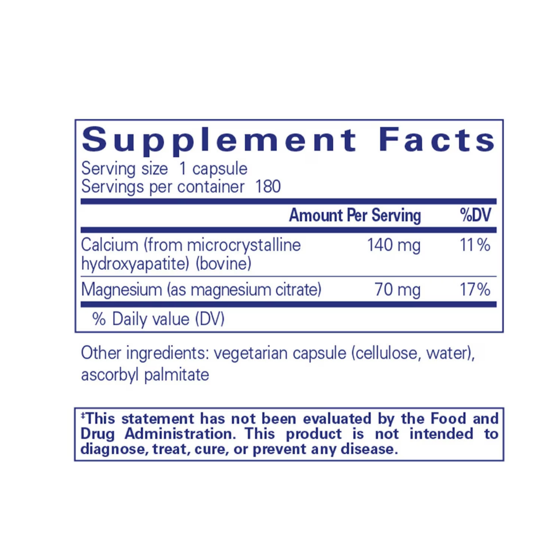 Pure Encapsulations Calcium MCHA with Magnesium bottle showing supplement packaging and branding