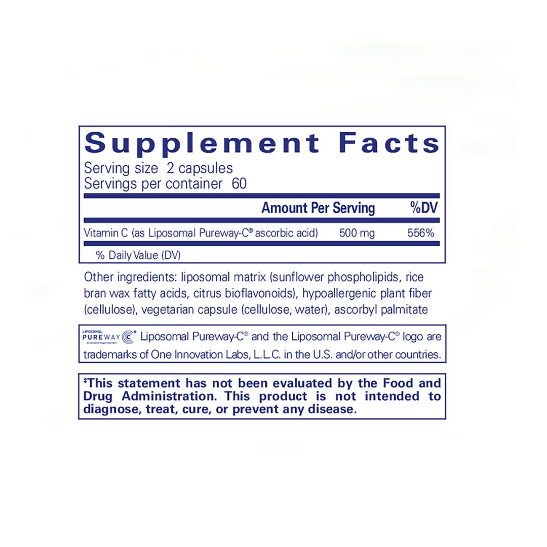 Pure Encapsulations Liposomal Vitamin C supplement bottle packaging image