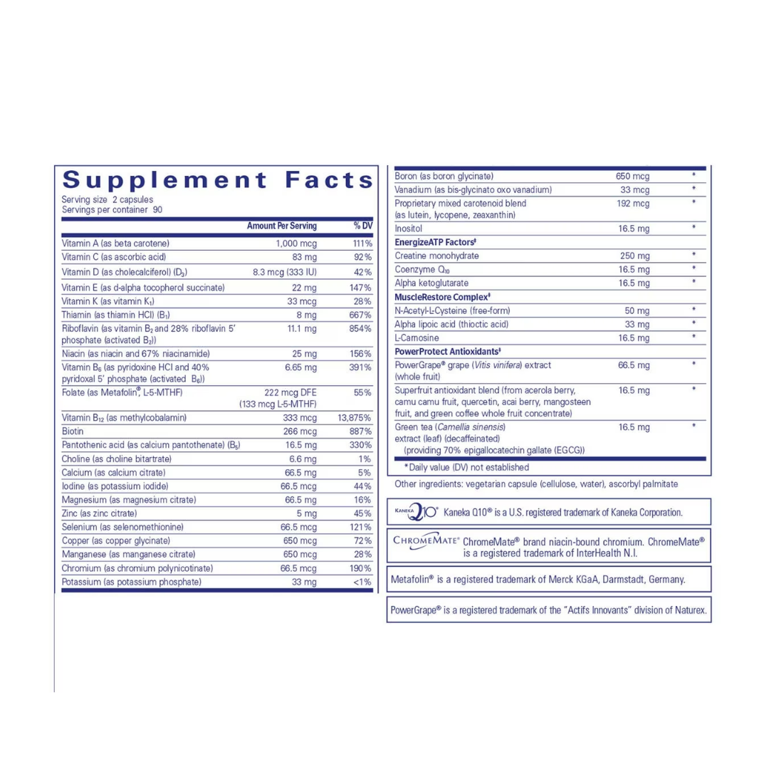 Pure Encapsulations Athletic Nutrients bottle showing supplement packaging and branding