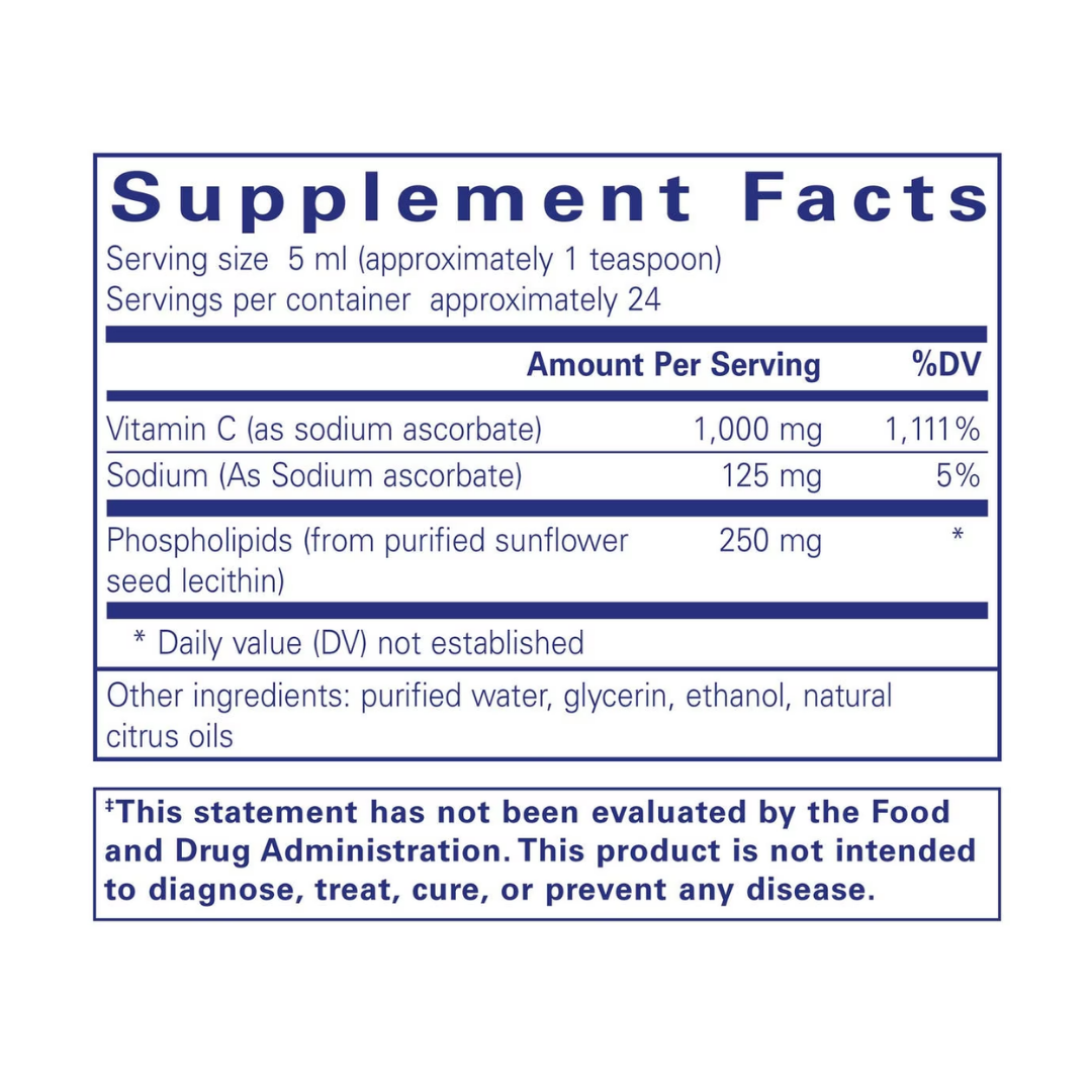 Pure Encapsulations Liposomal Vitamin C Liquid supplement bottle packaging image