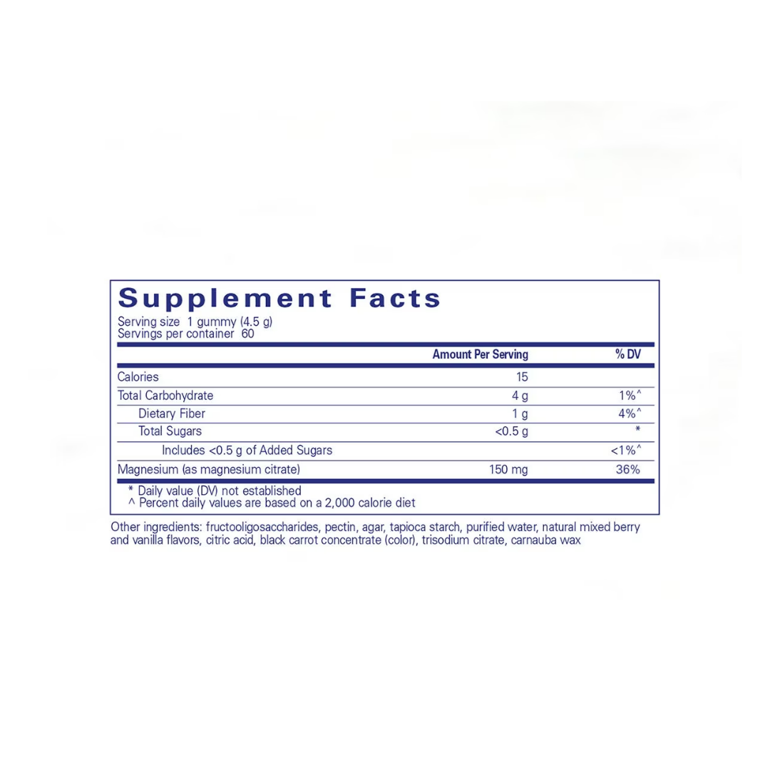 Pure Encapsulations Magnesium Gummy supplement bottle packaging image