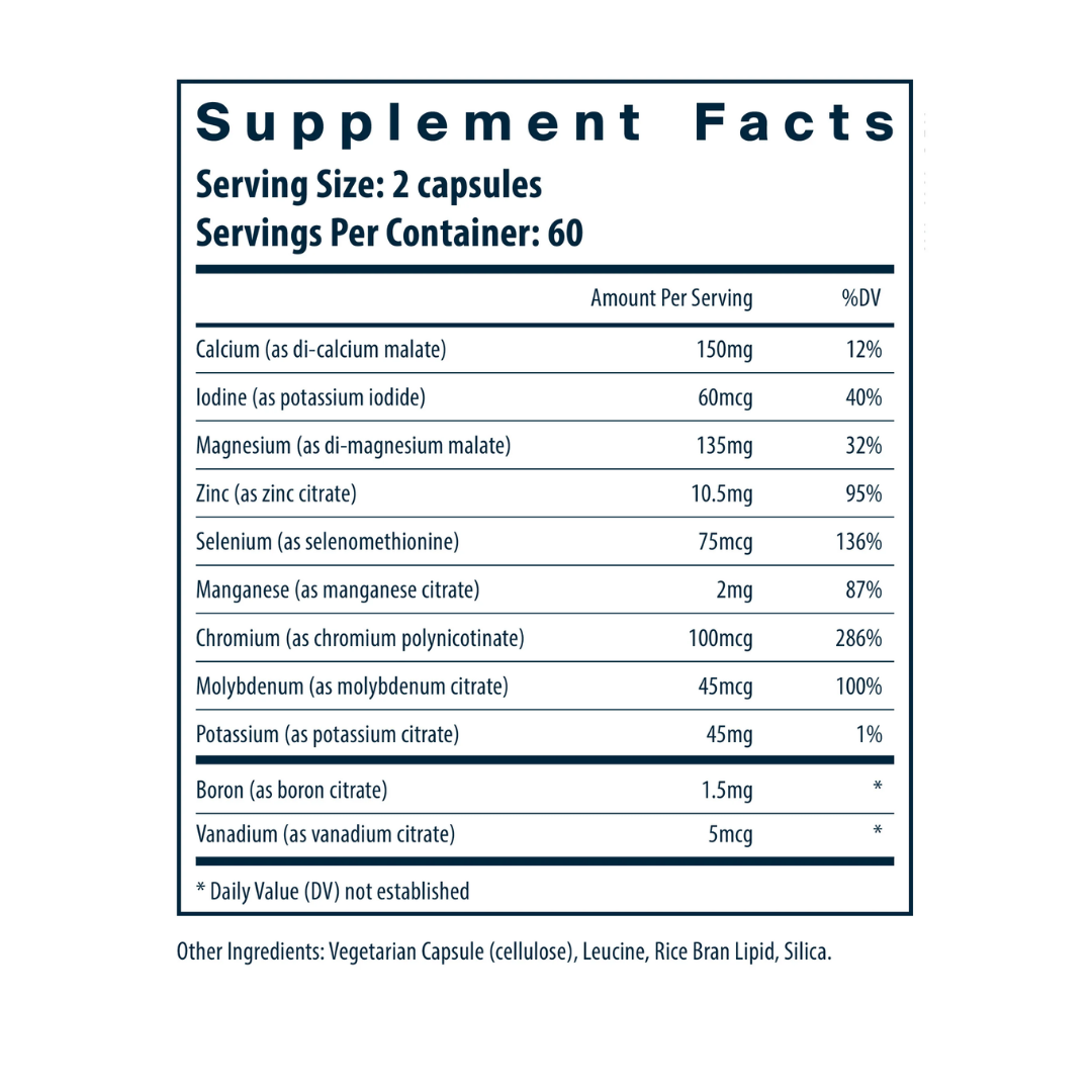 Vital Nutrients Multi-Minerals Citrate/Malate Formula (No Copper or Iron)