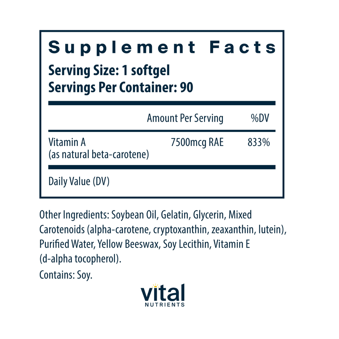 Vital Nutrients Natural Beta Carotene 25,000IU