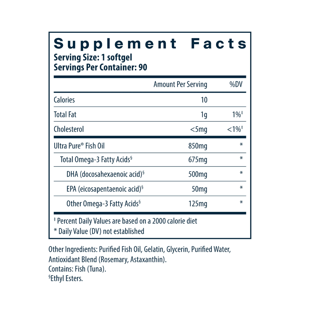 Vital Nutrients Ultra Pure® Fish Oil 675 High Omega-3 DHA Pharmaceutical Grade