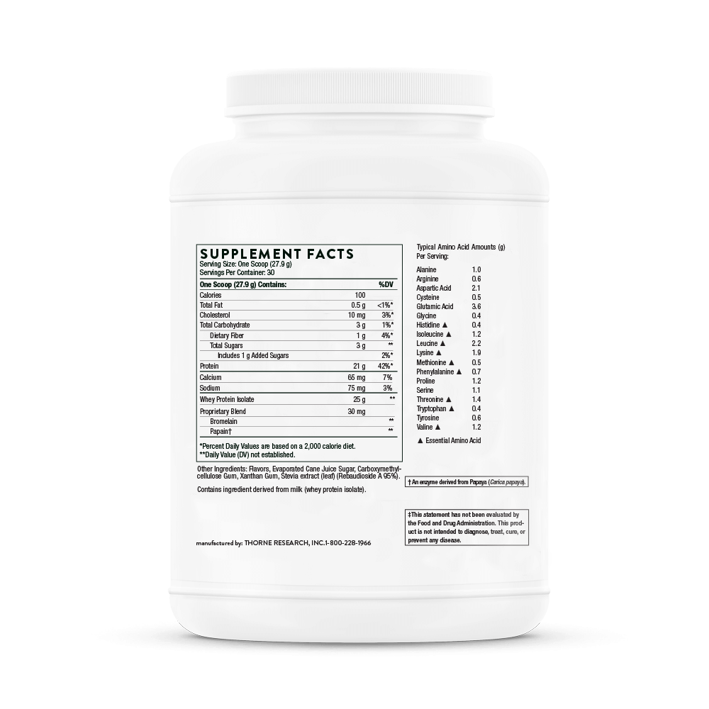 THORNE Whey Protein Isolate Vanilla NSF