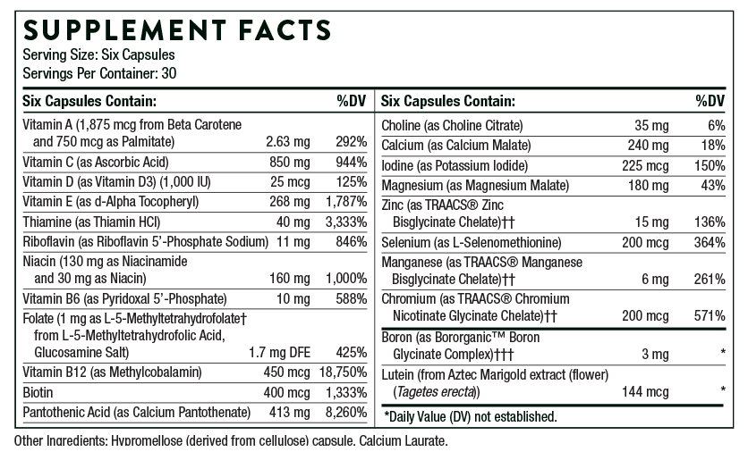 THORNE Women's Multi 50+ without Copper & Iron