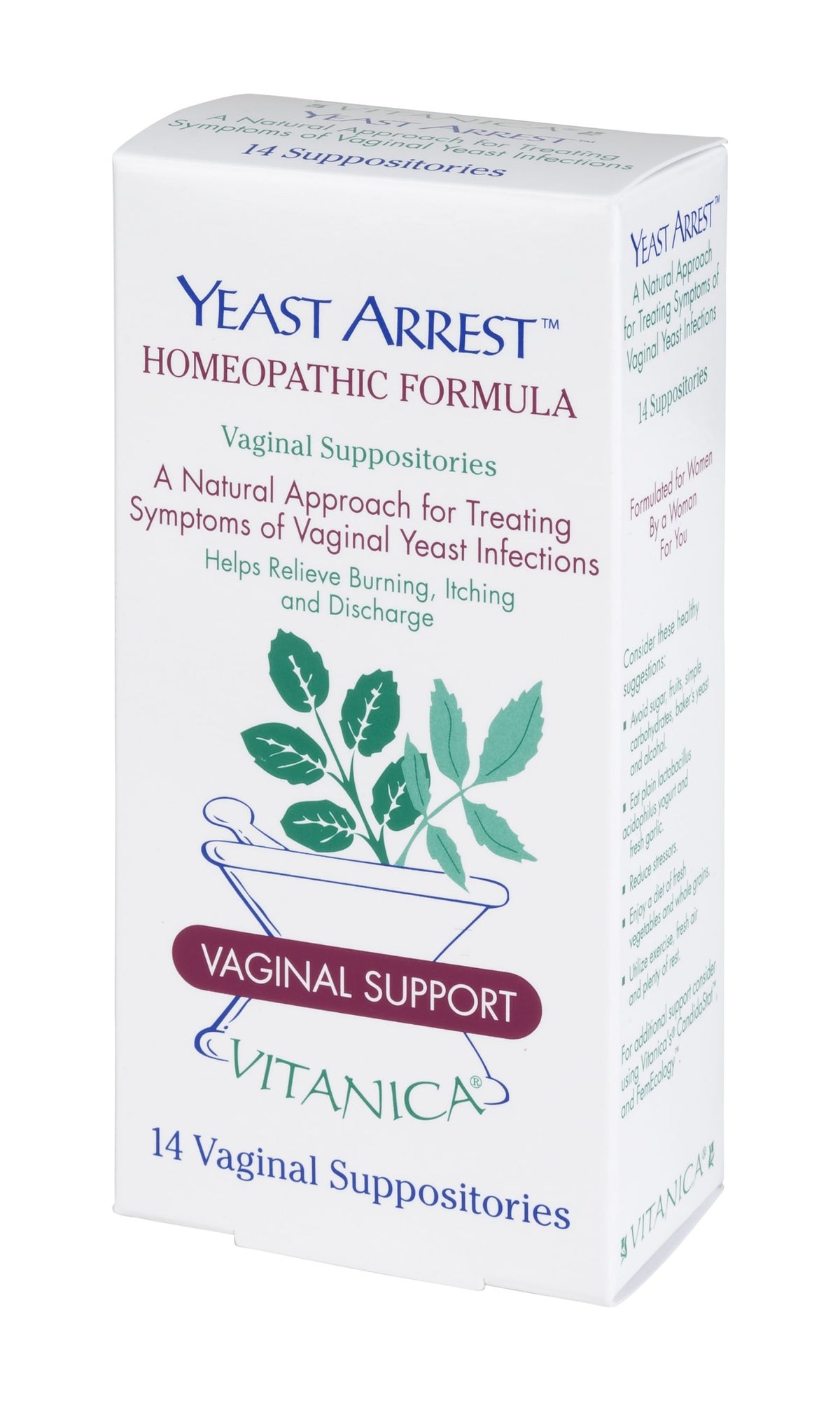 Yeast Arrest® ~ Homeopathic Vaginal Suppositories - 14 suppositories