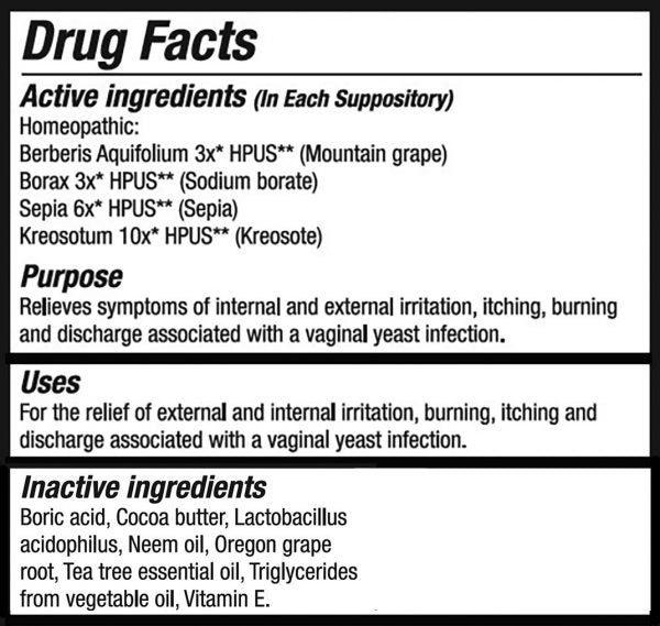 Yeast Arrest® ~ Homeopathic Vaginal Suppositories - 14 suppositories