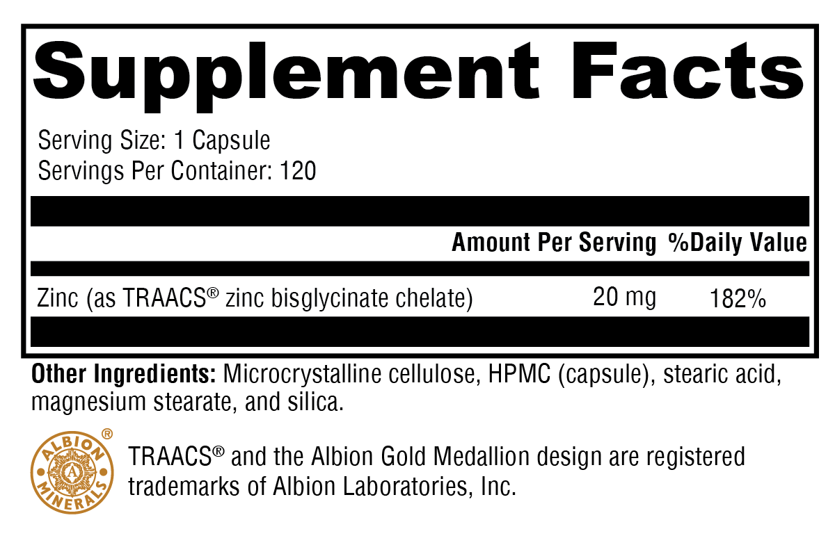XYMOGEN Zinc Glycinate 120 Capsules