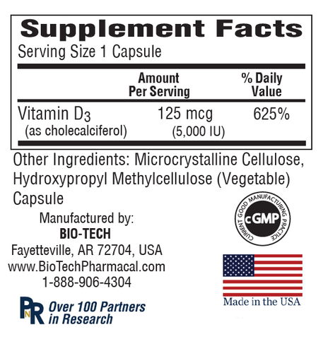 BIO-TECH PHARMACAL D3-5 5,000 IU Vegetable (Vitamin D3)