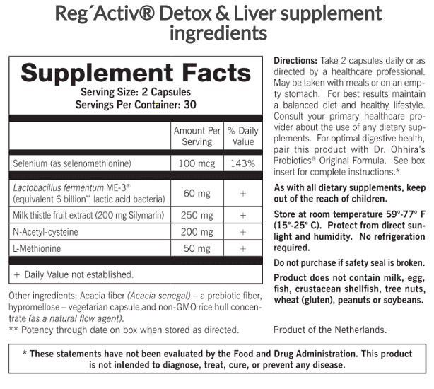 Dr. Ohhira Reg’Activ Detox & Liver Health – 60 count (Vegetarian)