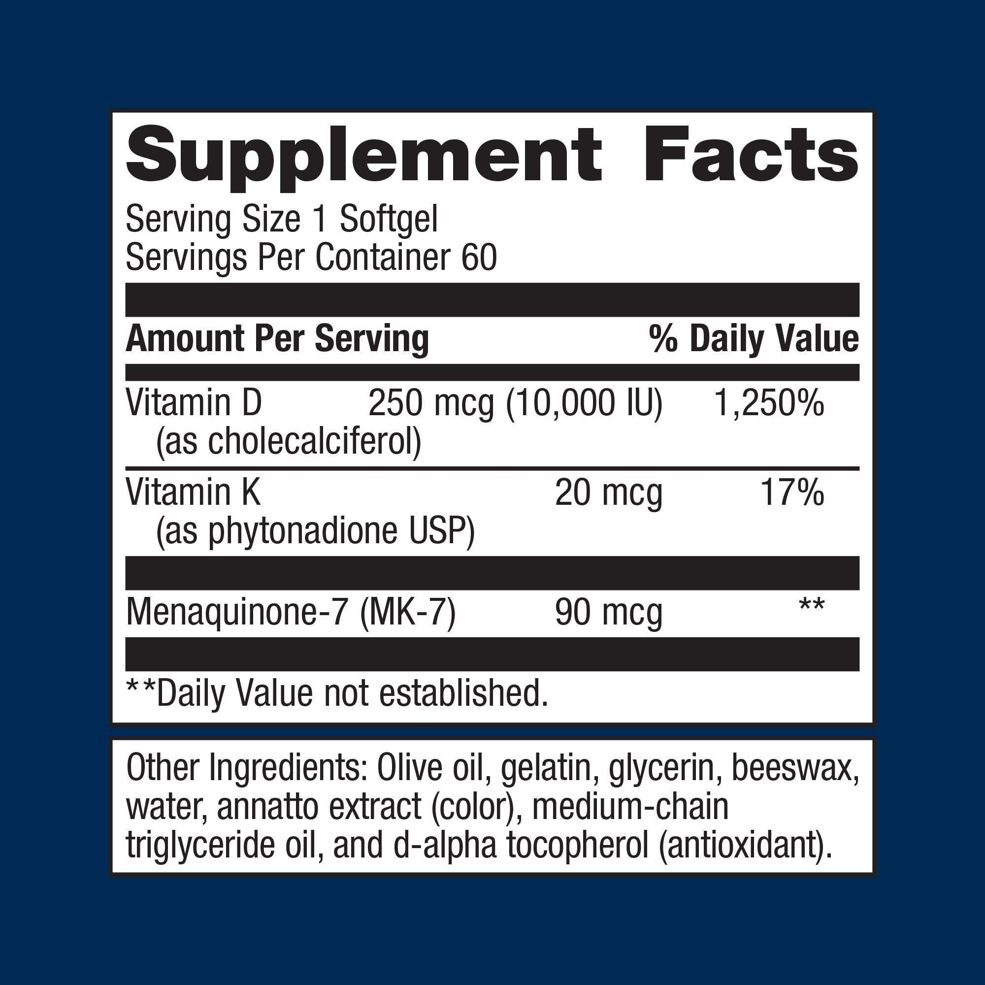METAGENICS Vitamin D3 10,000 + K