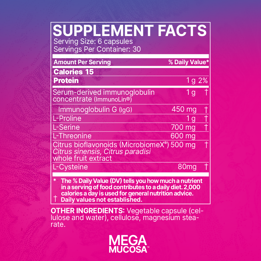 Microbiome Labs MegaMucosa capsules back label