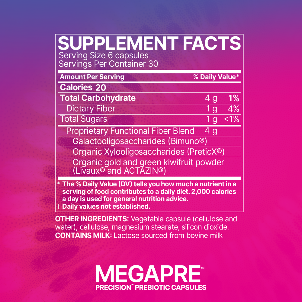 Microbiome Labs MegaPre capsules supplement facts & ingredients