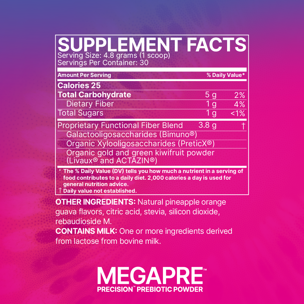Microbiome Labs MegaPre powder supplement facts & ingredients